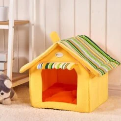 Cozy Striped Foldable Pet House And Bed By Dog Hugs Cat -Outdoor Products Store 1041497132382