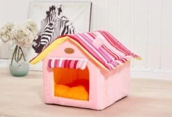 Cozy Striped Foldable Pet House And Bed By Dog Hugs Cat -Outdoor Products Store 29819038403