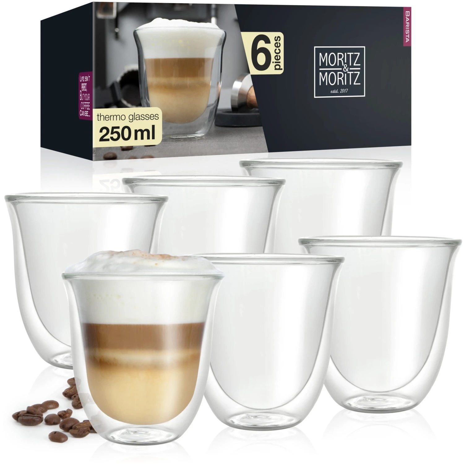 Caffe Italia Napoli Double Walled Coffee Glasses (Set Of 6) By Moritz & Moritz 3 Caffe Italia Napoli Double Walled Coffee Glasses (Set Of 6) By Moritz & Moritz