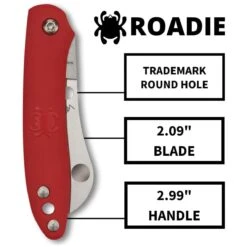 Spyderco Roadie Red Plain Edge 10 Spyderco Roadie Red Plain Edge -Outdoor Products Store C189PRD1