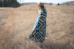 Andean Alpaca Wool Blanket - Blue Chakana By Alpaca Threadz -Outdoor Products Store DSC08511