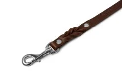 Butter Leather City Dog Leash - Classic Brown By Molly And Stitch US -Outdoor Products Store Dk Brown Leash2 Dsilver