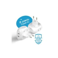 Europe Travel Adapter Set- 4 In 1 - Ultra Compact - Light Weight - 2 Pack -Outdoor Products Store PT 9C 2PK