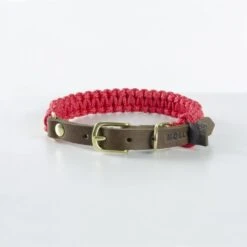 Touch Of Leather Dog Collar - Lipstick By Molly And Stitch US
