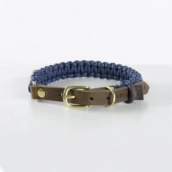 Touch Of Leather Dog Collar - Navy By Molly And Stitch US
