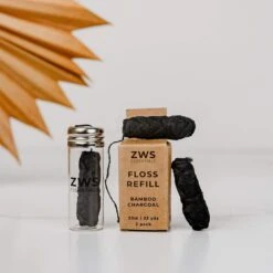 Bamboo Charcoal Floss By Zero Waste -Outdoor Products Store zero waste store zero waste floss 30m organic biodegradable vegan bamboo charcoal or silk 30523005403247